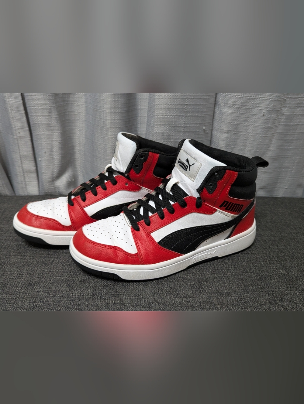 Puma Rebound V6 Mid Junior Sneakers, Style# 393831 03, Size 6, Red/Black/White